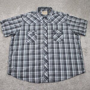 Wrangler Pearl Snap Shirt Mens 3XL XXXL Black/White Cotton/Poly Western S/S